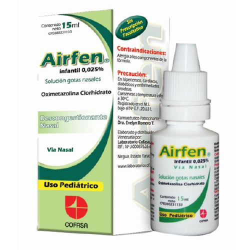 AIRFEN GOTAS NAS PEDIATRICAS (OXIMETAZOLINA) 0.025% x 15ML (COFASA)