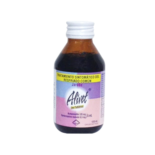 ALIVET JARABE PEDIÁTRICO (ACETAMINOFEN - CLORFENIRAMINA) 125MG - 0.5MG/5ML X 120ML (LETI)