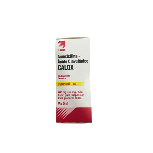 AMOXICILINA CON ÁCIDO CLAVULANICO POLVO PARA SUSPENSIÓN USO PEDIÁTRICO 400MG - 57MG/5ML X 70ML (CALOX)
