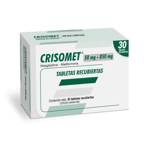 CRISOMET (METFORMINA - SITAGLIPTINA) 50MG/850MG X 30 TABLETAS (FARMA)