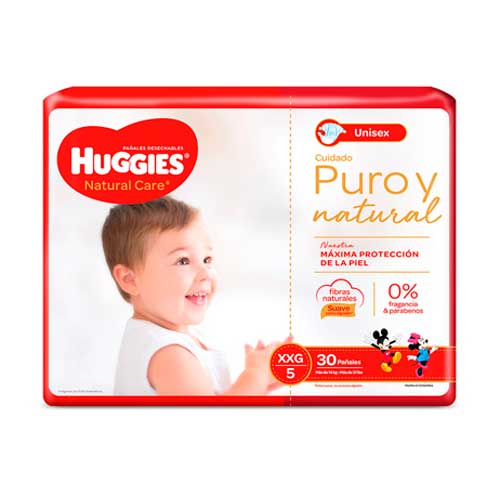 PAÑALES NATURAL CARE XXG/5 30 UNIDADES (HUGGIES)