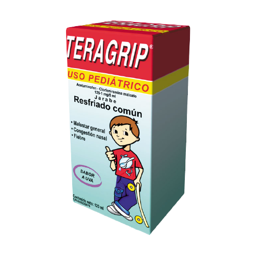 TERAGRIP JARABE PEDIATRICO (ACETAMINOFEN - CLORFENIRAMINA) 125MG-1MG/5ML X 120ML (FARMA)