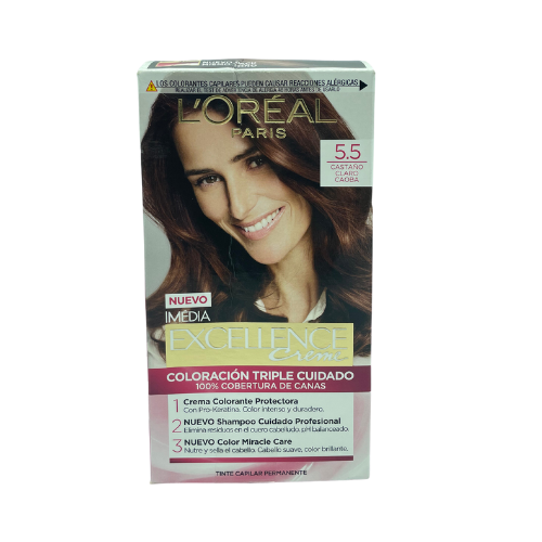 TINTE EXCELLENCE CREME KIT 5.5 CASTAÑO CLARO CAOBA  (LOREAL)
