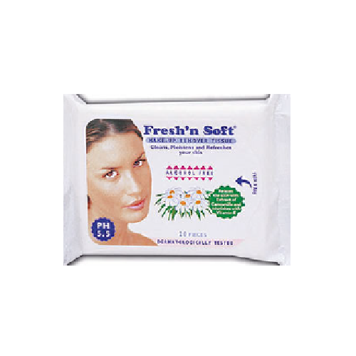 TOALLITAS HUMEDAS DESMAQUILLANTES NATURAL 20 UNIDADES (FRESH N' SOFT)