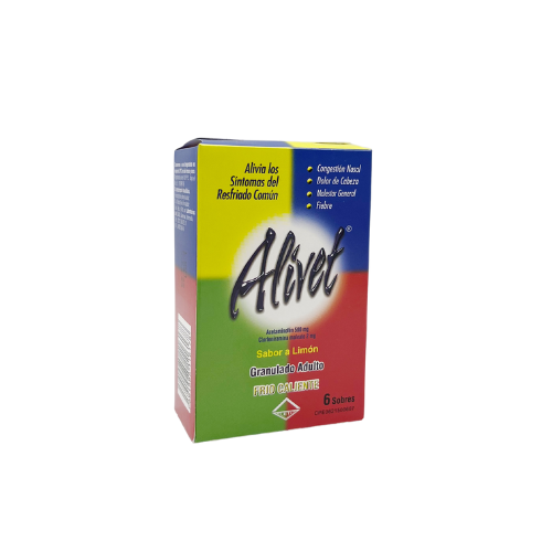 [7591585116178] ALIVET LIMON (ACETAMINOFEN - CLORFENIRAMINA - CAFEINA) X 6 SOBRES DE 10 GRAMOS (LETI)
