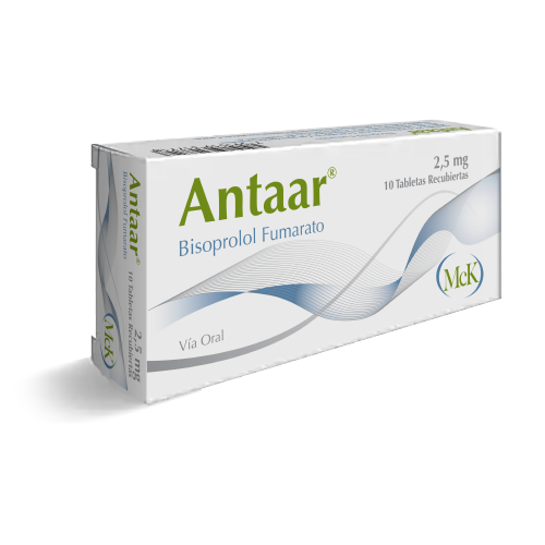 [7591519317718] ANTAAR (BISOPROLOL FUMARATO) 2.5MG X 10 TABLETAS RECUBIERTAS (CALOX)
