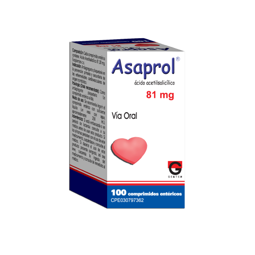 [7591585261236] ASAPROL (ACIDO ACETILSALICILICO) 81MG X 100 COMPRIMIDOS ENTERICOS (LETI)