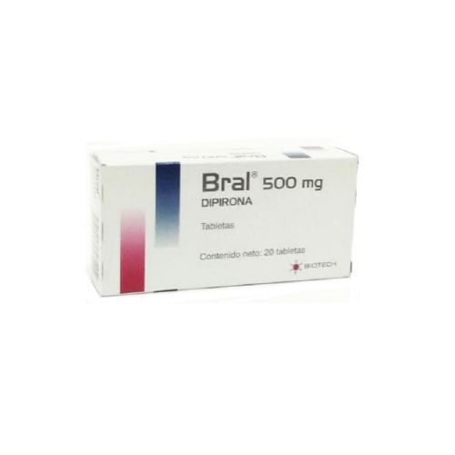 [7591243807202] BRAL (DIPIRONA) 500MG X 20 TABLETAS (BIOTECH)