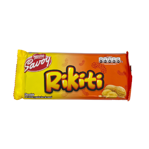 [7591016854143] CHOCOLATE C/LECHE Y MANÍ 130GR (RIKITI)