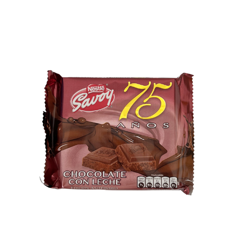 [7591016854693] CHOCOLATE CON LECHE 75 ANIVERSARIO 100GR (SAVOY)