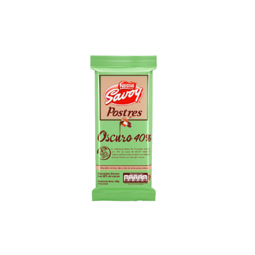 [7591016855089] CHOCOLATE POSTRES OSCURO 40% 200GR (SAVOY)