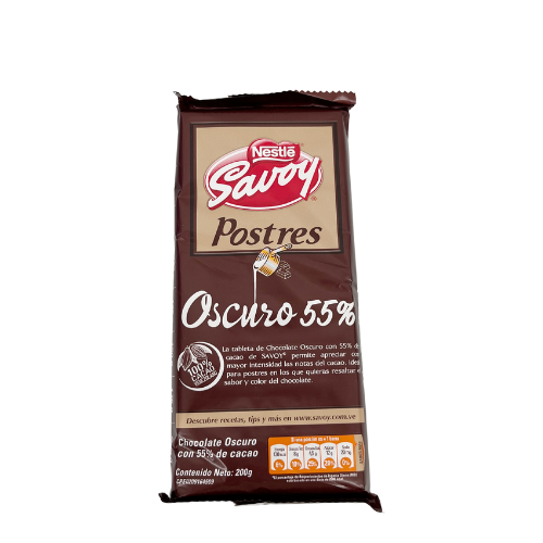 [7591016855096] CHOCOLATE POSTRES OSCURO 55% 200GR (SAVOY)