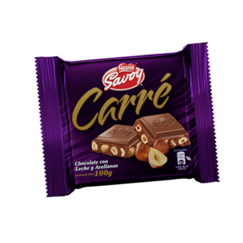 [7591016852101] CHOCOLATE SAVOY CON LECHE Y AVELLANAS 100GR (CARRE)