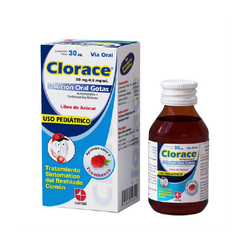[7591818716724] CLORACE (ACETAMINOFEN – CLORFENIRAMINA) 80MG-0.5MG X 30ML GOTAS (COFASA)