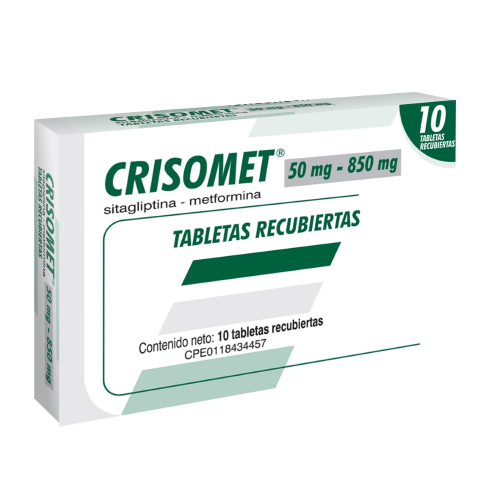 [7591821210349] CRISOMET (METFORMINA - SITAGLIPTINA) 50MG/850MG X 10 TABLETAS (FARMA)