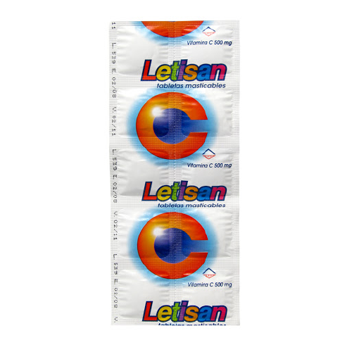 [7591585514875] LETISAN (VITAMINA C) 500MG X 10 TABLETAS MASTICABLES (LETI)