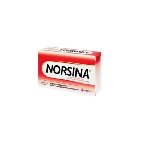 [7591243837452] NORSINA (ACETAMINOFEN - N-BUTILBROMURO DE HIOSCINA) 500MG-10MG X 12 TABLETAS (BIOTECH)