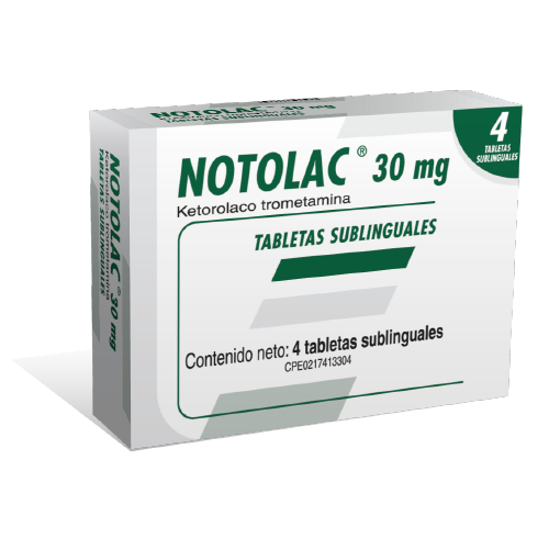 [7591821210134] NOTOLAC (KETOROLAC TROMETAMINA) 30MG X 4 TABLETAS SUBLINGUALES (FARMA)