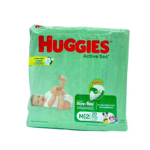 [7702425453050] PAÑAL BEBE ACTIVE SEC TALLA M 20 UNIDADES (HUGGIES)