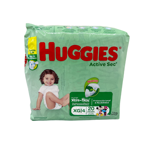 [7702425810761] PAÑAL BEBE ACTIVE SEC TALLA XG 20 UNIDADES (HUGGIES)