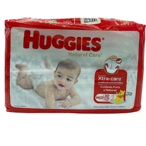 [7702425808690] PAÑAL BEBE NATURAL CARE TALLA M 30 UNIDADES (HUGGIES)