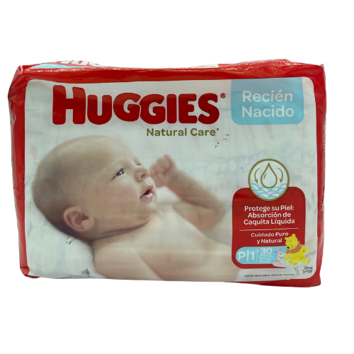 [7702425802155] PAÑAL BEBE NATURAL CARE TALLA P 30 UNIDADES (HUGGIES)
