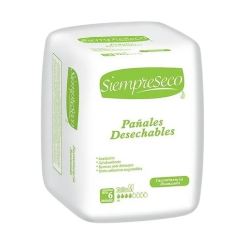 [7591353699001] PAÑAL PARA ADULTO BASICO TALLA M SIEMPRESECO   X 6 UNIDADES (PHARSANA)