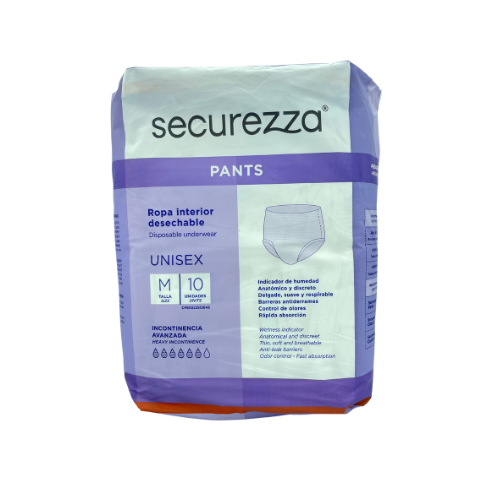 [7591353515400] PAÑAL PARA ADULTOS TIPO PANTS UNISEX TALLA M SECUREZZA   X 10 UNIDADES (PHARSANA)