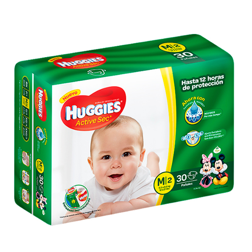 [7702425801462] PAÑALES ACTIVE SEC M/2 30 UNIDADES (HUGGIES)