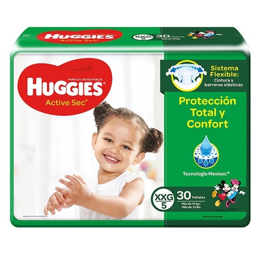 [7702425801677] PAÑALES ACTIVE SEC XXG/5 30 UNIDADES (HUGGIES)