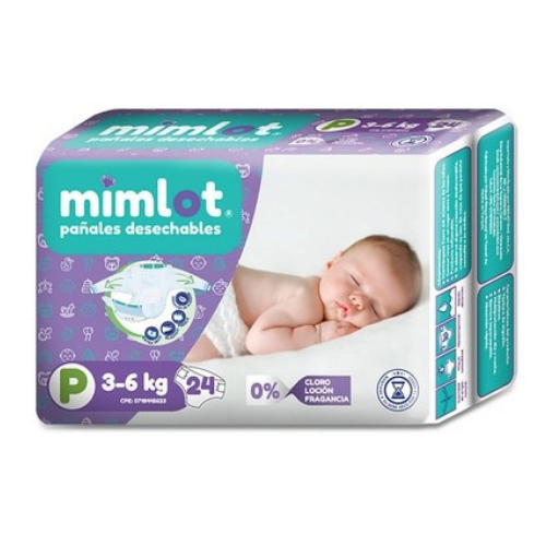 [1180201379262] PAÑALES PARA BEBE TALLA P 24 UNIDADES (MIMLOT)