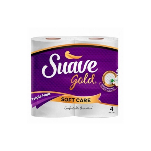 [7591098802278] PAPEL HIGIENICO SOFT CARE 4 ROLLOS (SUAVE GOLD)