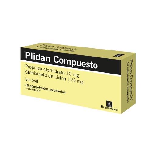[7591619518695] PLIDAN COMPUESTO (PROPINOX CLORHIDRATO - CLONIXATO DE LISINA) 10MG-125MG X 10 COMPRIMIDOS (MEGALABS)
