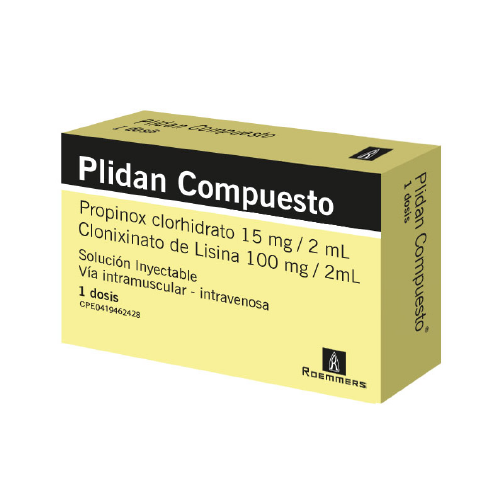 [7591619518367] PLIDAN COMPUESTO (PROPINOX CLORHIDRATO - CLONIXATO DE LISINA) 15MG/2ML-100MG/2ML X 1 AMPOLLA (MEGALABS)