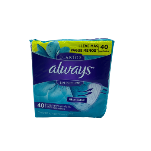 [7500435125840] PROTECTOR DIARIO SIN PERFUME 40 UNIDADES (ALWAYS)