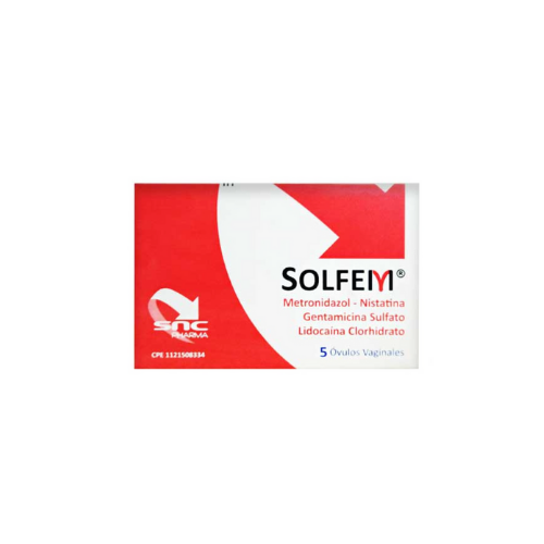 [788070698654] SOLFEM (METRONIDAZOL - NISTATINA - GENTAMICINA SULFATO - LIDOCAINA CLORHIDRATO)  X 5 OVULOS VAGINALES (SNC)