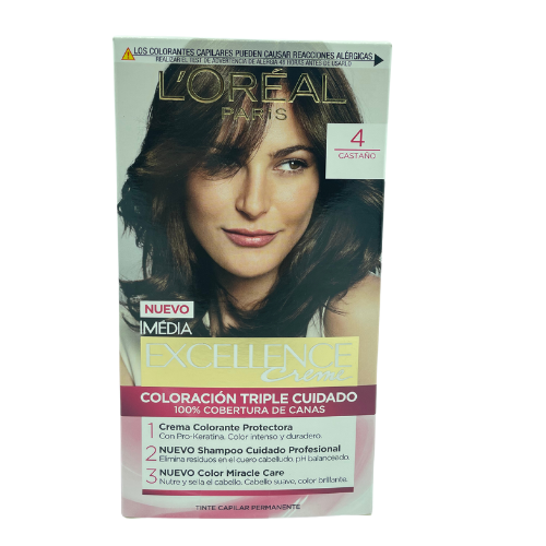 [7501027275042] TINTE EXCELLENCE CREME KIT 4 CASTAÑO  (LOREAL)