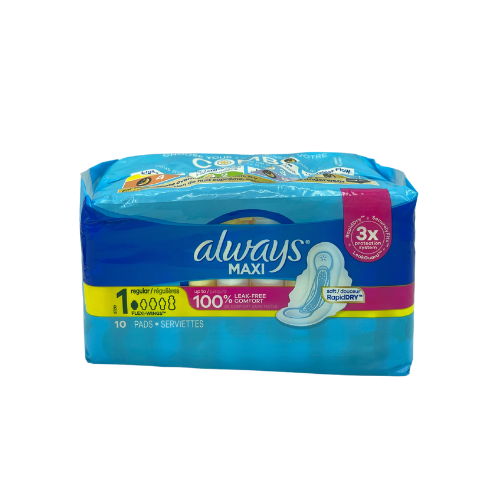 [37000349679] TOALLAS SANITARIAS MAXI REGULAR CON ALAS 10 UNIDADES (ALWAYS)