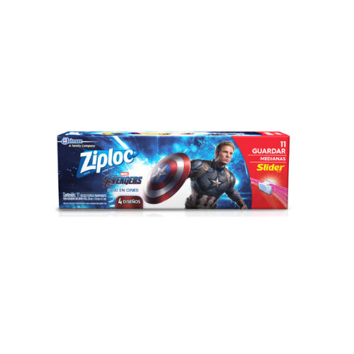 [7501032917593] ZIPLOC BOLSAS PARA GUARDAR MEDIANAS AVENGERS 11 UNIDADES 