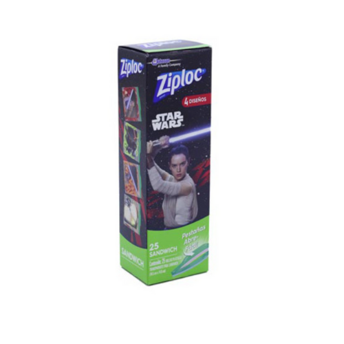 [7501032928988] ZIPLOC BOLSAS PARA SANDWICH STARWARS 25 UNIDADES 
