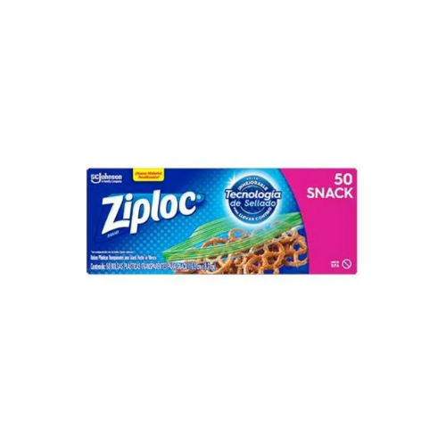 [7501032908720] ZIPLOC BOLSAS PARA SNACK 50 UNIDADES 